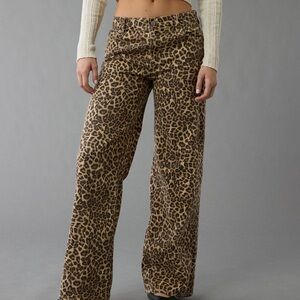 American Eagle Outfitters Leopard Print Wide-Leg Pants